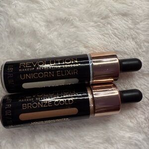 Makeup Revolution Liquid Highlighter Duo - Unicorn Elixir & Bronze Gold